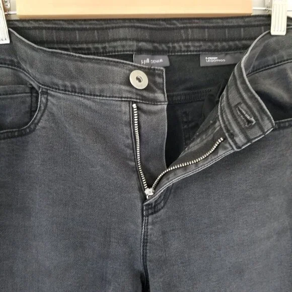 J Jill Womens Denim 5 Pocket Leggings Jeggings Vintage Black Wash Grunge Moto 10 - Picture 4 of 12